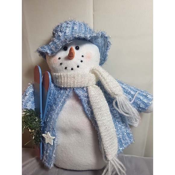 Other - Sparkling Blue Skier Snowman Vtg